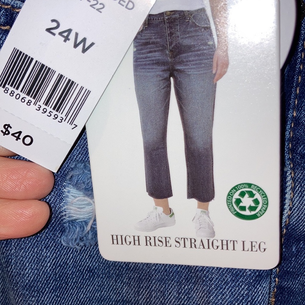 Nwt Women’s hi rise straight leg plus sz 24, distressed